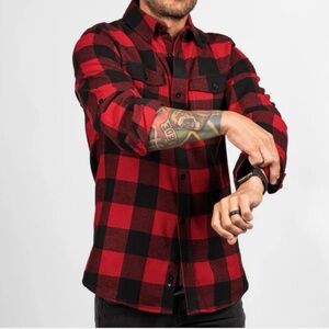 Classic Men’s Long Sleeve Flannel Shirt (Red/Black)